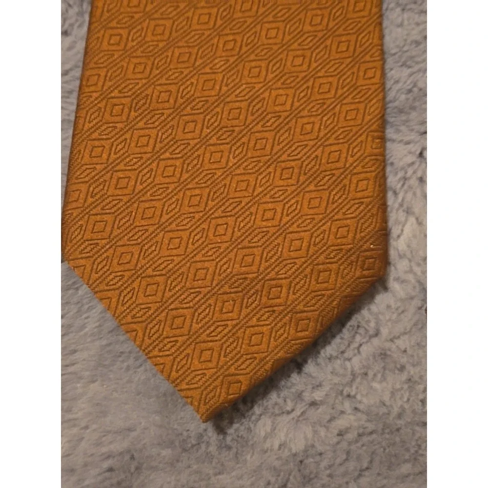 Vintage Towncraft Deluxe Tie Mens Brown Textured Geometric 70s Retro 4